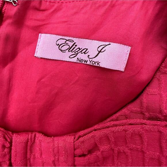 Eliza J New York Textured Woven Sheath Dress Bow Gold Button Pink S M? - Picture 5 of 9